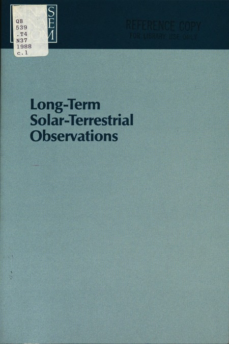 Cover: Long-Term Solar-Terrestrial Observations