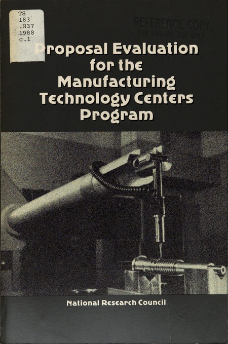 Cover: Proposal Evaluation for the Manufacturing Technology Centers Program