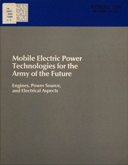 Mobile Electric Power Technologies for the Army of the Future: Engines, Power Source, and Electrical Aspects