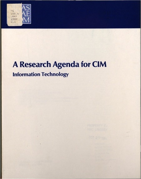 Cover: A Research Agenda for CIM: Information Technology
