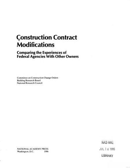 Construction Contract Modifications: Comparing the Experiences of Federal Agencies With Other Owners