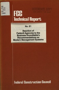Cover Image: Reaction of Federal Agencies to the Business Roundtable's Recommendations on Modern Management Systems
