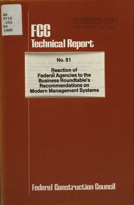 Cover: Reaction of Federal Agencies to the Business Roundtable's Recommendations on Modern Management Systems