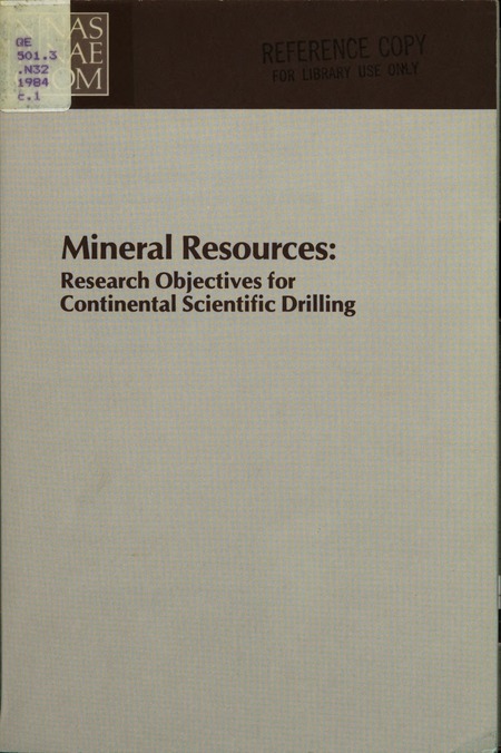 Cover: Mineral Resources: Research Objectives for Continental Scientific Drilling