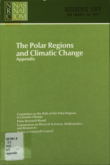 Cover: The Polar Regions and Climatic Change: Appendix