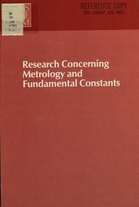 Cover Image:Research Concerning Metrology and Fundamental Constants