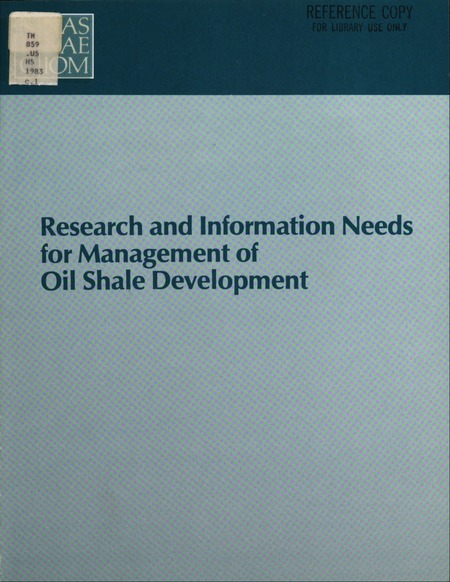 Cover: Research and Information Needs for Management of Oil Shale Development