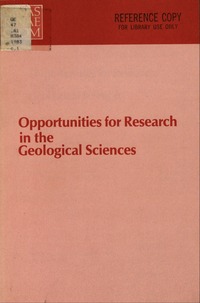 Cover Image:Opportunities for Research in the Geological Sciences