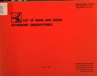 Cover Image: List of Radio and Radar Astronomy Observatories