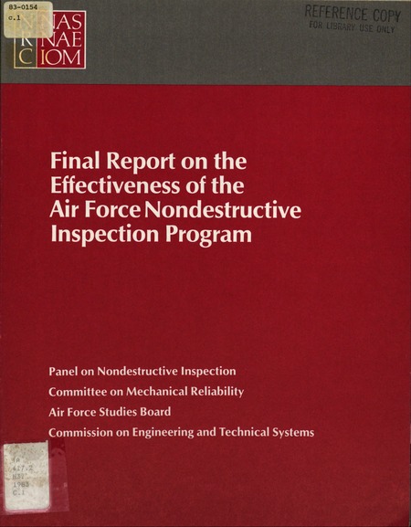 Final Report on the Effectiveness of the Air Force Nondestructive Inspection Program