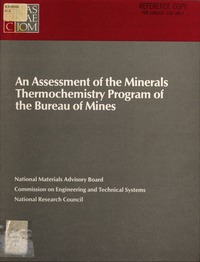 Cover Image: An Assessment of the Minerals Thermochemistry Program of the Bureau of Mines