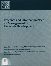 Cover Image: Research and Information Needs for Management of Tar Sands Development