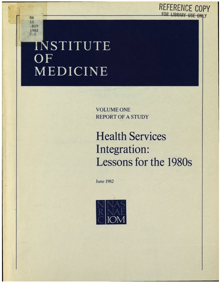 Cover: Health Services Integration: Lessons for the 1980's