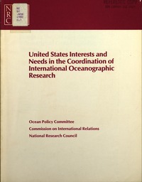Cover Image:United States Interests and Needs in the Coordination of International Oceanographic Research