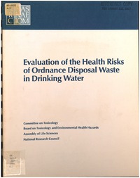 Evaluation of the Health Risk of Ordnance Disposal Waste in Drinking Water
