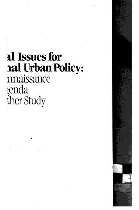 Cover: Critical Issues for National Urban Policy: A Reconnaissance and Agenda for Further Study: First Annual Report