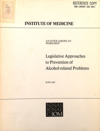 Cover Image: Legislative Approaches to Prevention of Alcohol-Related Problems
