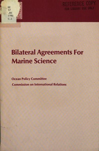 Cover Image: Bilateral Agreements for Marine Science