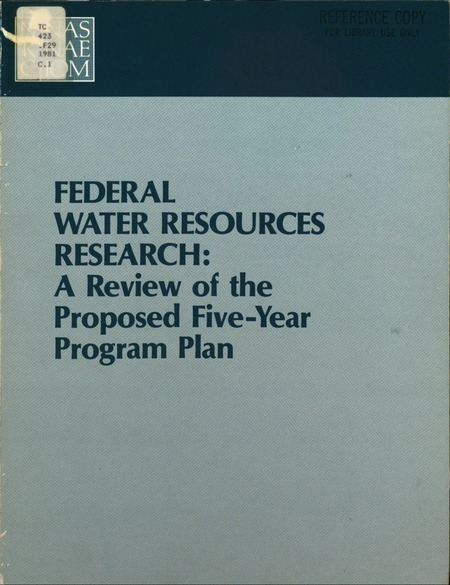 Cover: Federal Water Resources Research: A Review of the Proposed Five-Year Program Plan