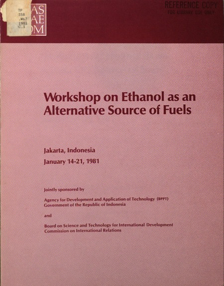 Cover: Workshop on Ethanol as an Alternative Source of Fuels