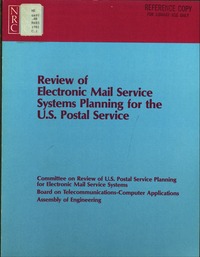 Cover Image: Review of Electronic Mail Service Systems Planning for the U.S. Postal Service