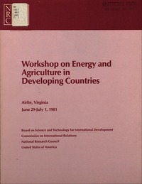 Cover Image: Workshop on Energy and Agriculture in Developing Countries