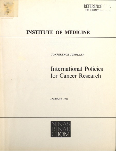 Cover: International Policies for Cancer Research: Report of a Conference on International Policy Approaches to Cancer Research