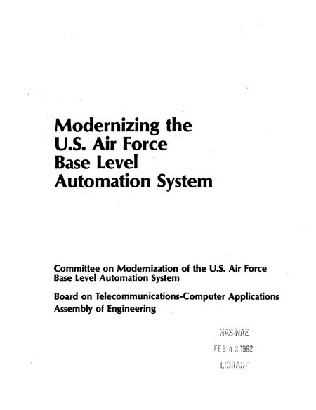 Modernizing the U.S. Air Force Base Level Automation System: A Report to the U.S. Air Force