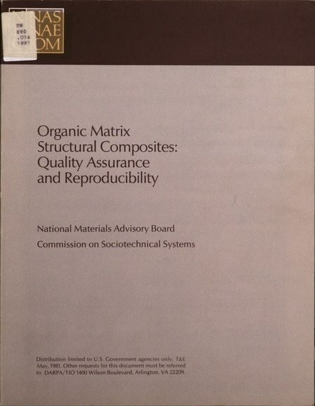 Cover: Organic Matrix Structural Composites: Quality Assurance and Reproducibility