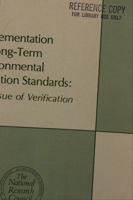 Implementation of Long-Term Environmental Radiation Standards: The Issue of Verification