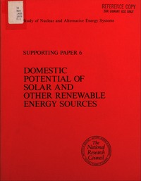Domestic Potential of Solar and Other Renewable Energy Sources