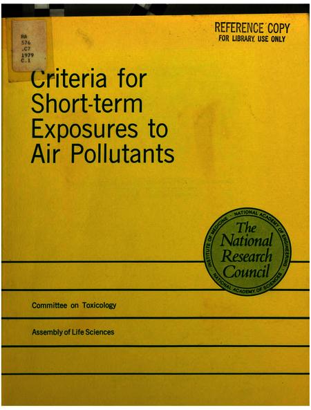 Criteria for Short-Term Exposures to Air Pollutants