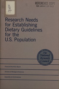 Cover Image: Research Needs for Establishing Dietary Guidelines for the U.S. Population