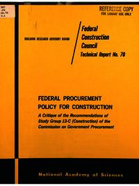 Cover Image: Federal Procurement Policy for Construction