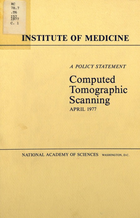 Cover: Computed Tomographic Scanning: A Policy Statement