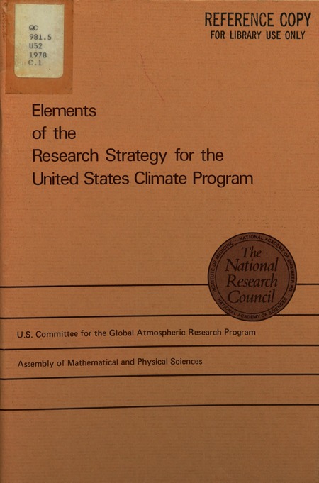 Elements of the Research Strategy for the United States Climate Program