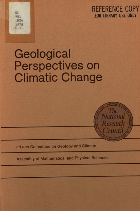 Cover: Geological Perspectives on Climatic Change