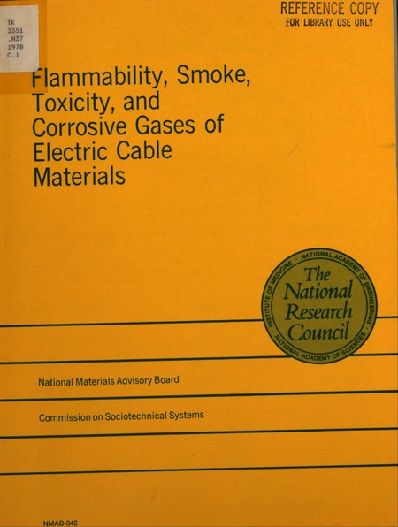 Cover: Flammability, Smoke, Toxicity, and Corrosive Gases of Electric Cable Materials