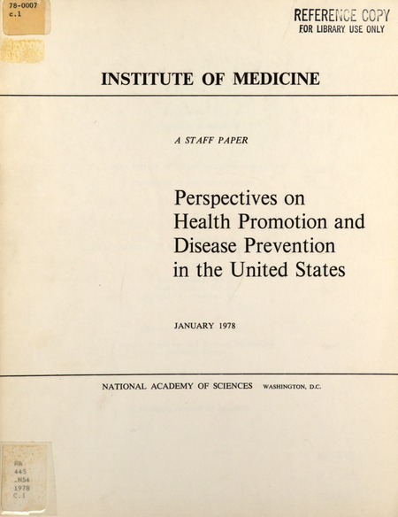 Cover: Perspectives on Health Promotion and Disease Prevention in the United States
