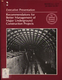 Cover Image: Recommendations for Better Management of Major Underground Construction Projects