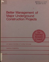 Cover Image: Better Management of Major Underground Construction Projects