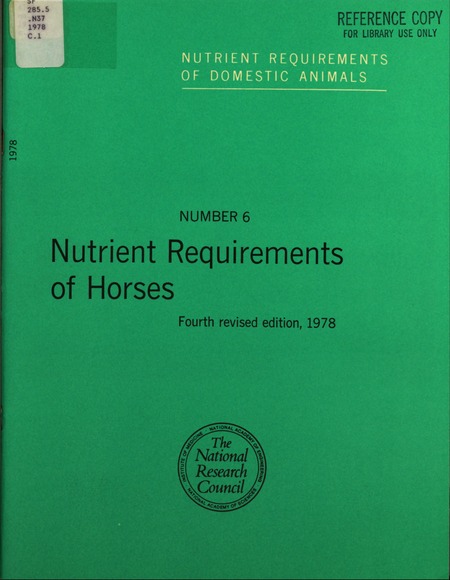 Nutrient Requirements of Horses: Fourth revised edition, 1978