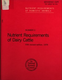 Cover Image: Nutrient Requirements of Dairy Cattle
