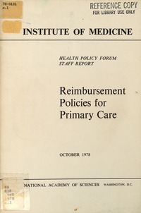 Reimbursement Policies for Primary Health Care