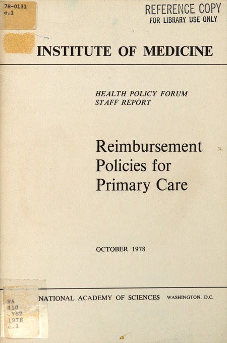 Cover: Reimbursement Policies for Primary Health Care