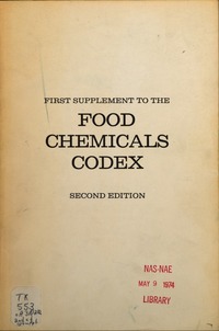 Cover Image: Food Chemicals Codex