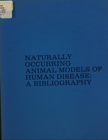 Cover: Naturally Occurring Animal Models of Human Disease: A Bibliography