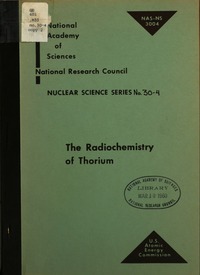 Cover Image: The Radiochemistry of Thorium