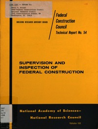 Cover Image: Supervision and Inspection of Federal Construction