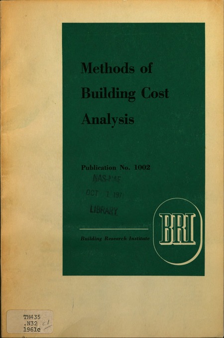 Methods of Building Cost Analysis